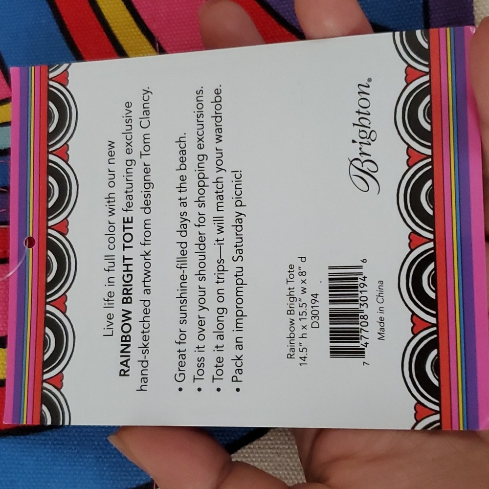 NWT Brighton Rainbow Bright Canvas Tote - Picture 9 of 9